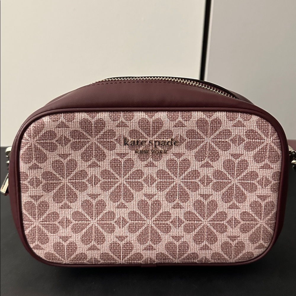 Kate Spade Maroon and Pink Floral Cosmetic Bag - Picture 2 of 11